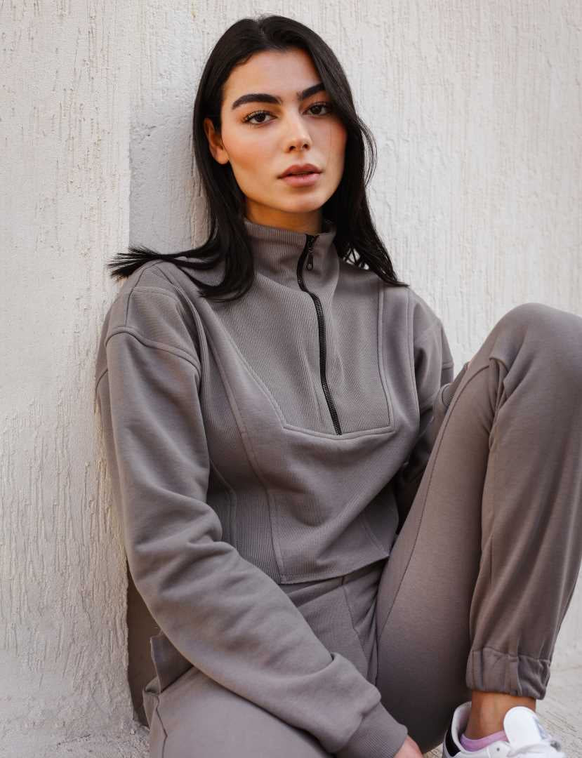 Zipped cropped sweatshirt